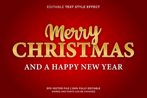 Gold merry christmas editable text effect