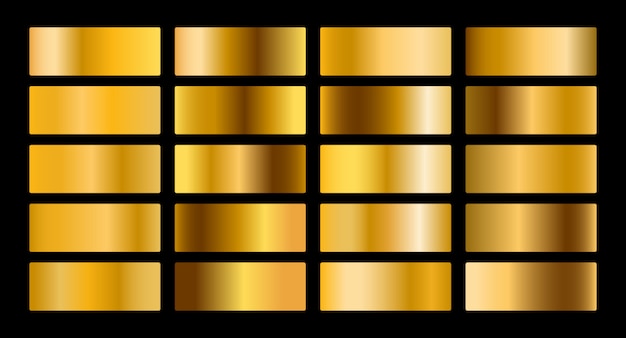 Vector gold metal gradient collection