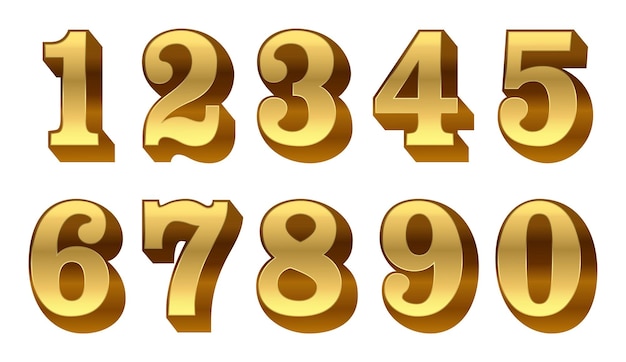 Gold metal numbers set