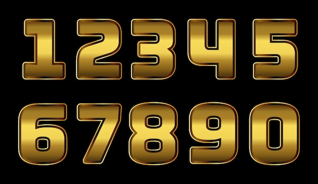 Gold metal numbers set