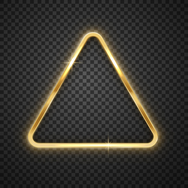 Золотая металлическая треугольная глянцевая рамка с тенью Реалистичный векторный элемент современного дизайна