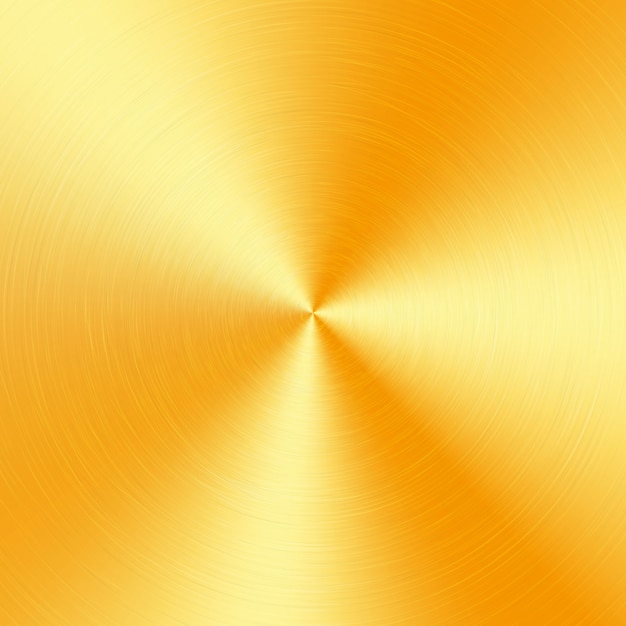 Gold metallic radial gradient with scratches. Gold foil surface texture effect. 