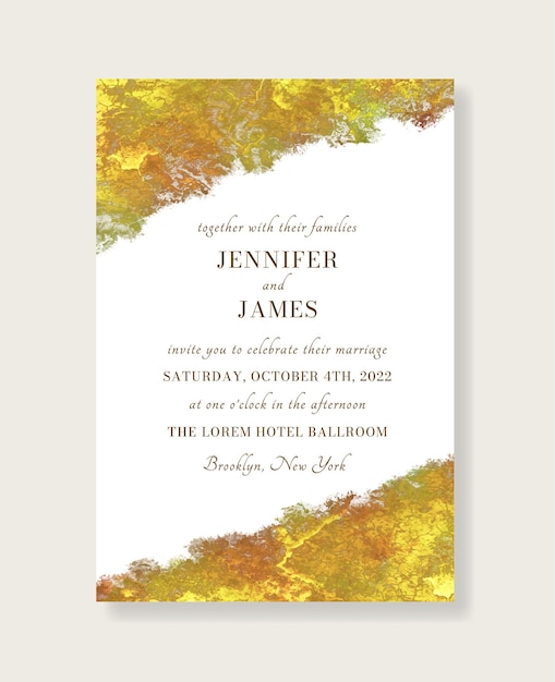 Vector gold metallic wedding invitation