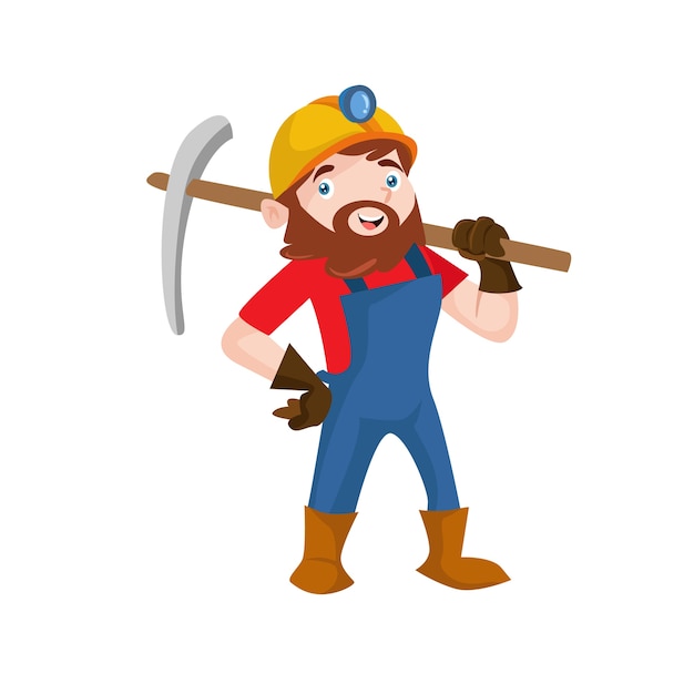 Gold miner worker mining construction people illustration