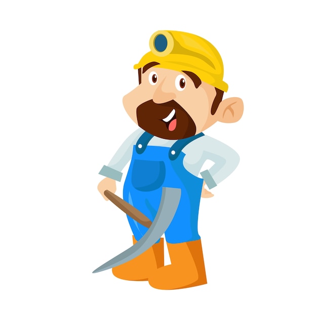 Gold miner worker mining construction people vector illustration