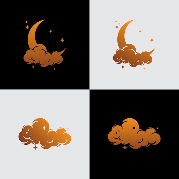 The gold moon and cloud logo