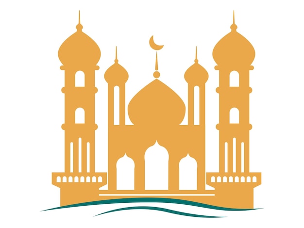 Gold Mosque Silhouette Elements Illustration