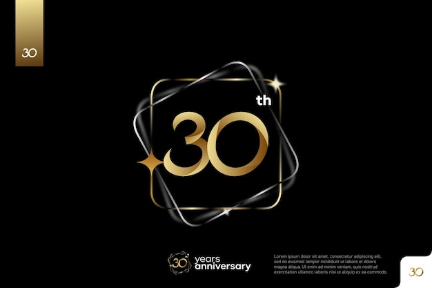 ベクトル 黒の背景に金の番号 30 のロゴ アイコン デザイン 30 歳の誕生日ロゴ番号記念日 30