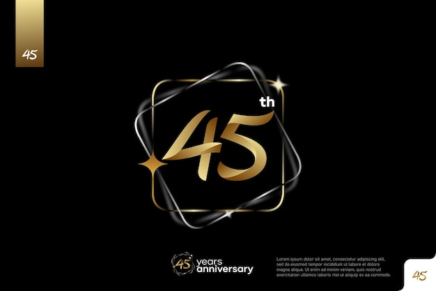 Gold number 45 logo icon design on black background 45th birthday logo number anniversary 45
