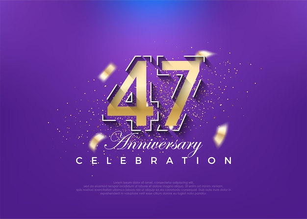 골드 번호 47주년 프리미엄 벡터 디자인 포스터 배너 축하 인사말을 위한 프리미엄 벡터