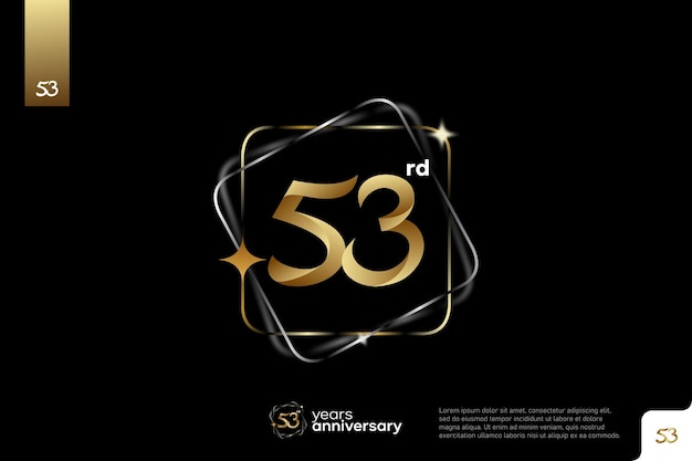 Premium Vector | Gold number 53 logo icon design on black background
