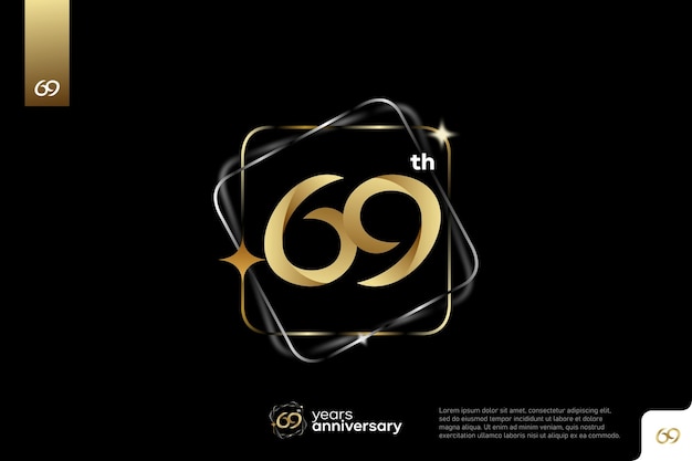 Gold number 69 logo icon design on black background 69th birthday logo number anniversary 69