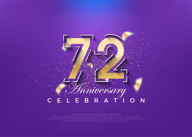 Gold number 72nd anniversary premium vector design premium vector for poster banner celebration greeting