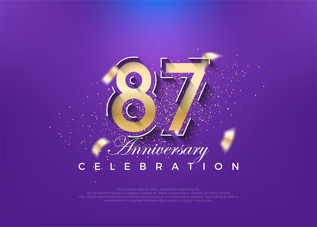 Gold number 87th anniversary premium vector design premium vector for poster banner celebration greeting