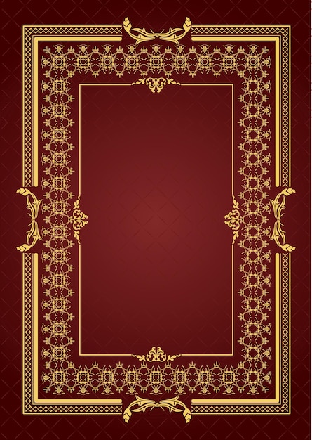 Gold ornament on brown background Can be used as invitation card or cover Vector illustration