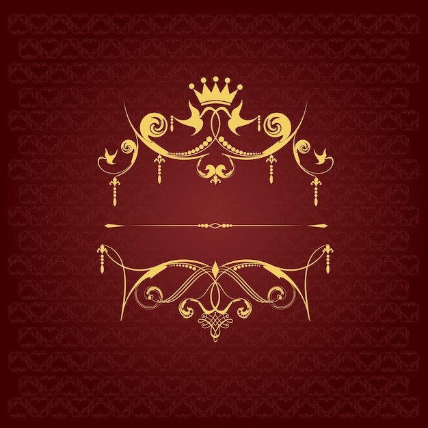 Vector gold ornament on brown background can be used as invitation card vector illustration