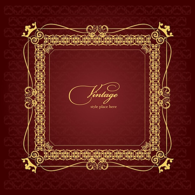 Gold ornament on brown background can be used as invitation card vector illustration