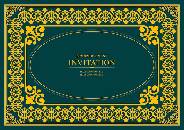 Gold ornament on dark background Can be used as invitation card Book cover Vector illustration