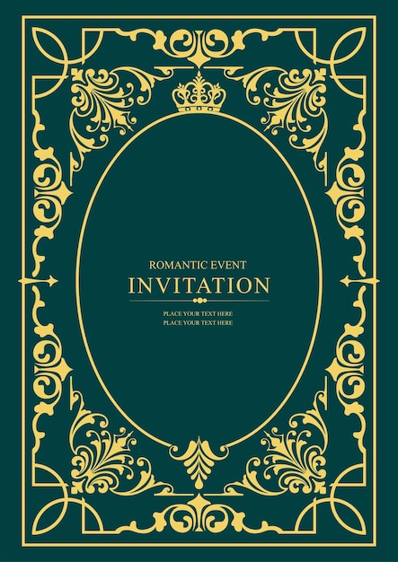 Gold ornament on dark background Can be used as invitation card Book cover Vector illustration