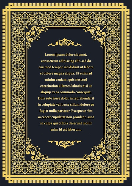 Gold ornament on dark background Can be used as invitation card Book cover Vector illustration