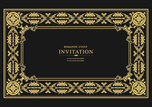 Gold ornament on dark background Can be used as invitation card Book cover Vector illustration