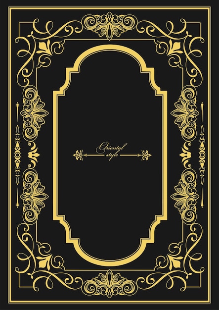 Gold ornament on dark background Can be used as invitation card Book cover Vector illustration