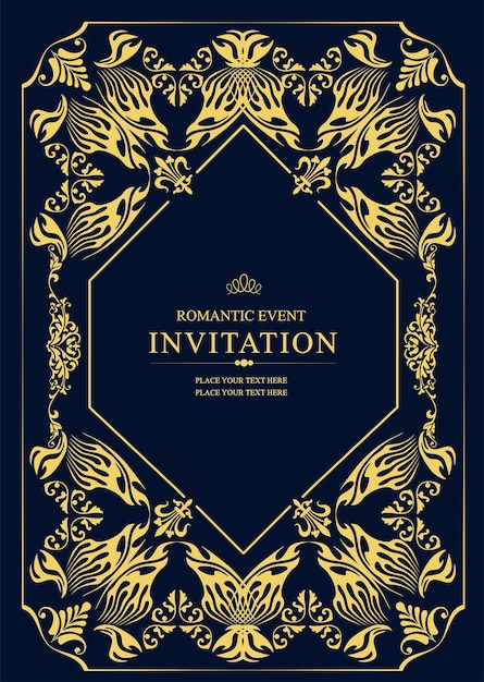 Gold ornament on dark background Can be used as invitation card Book cover Vector illustration