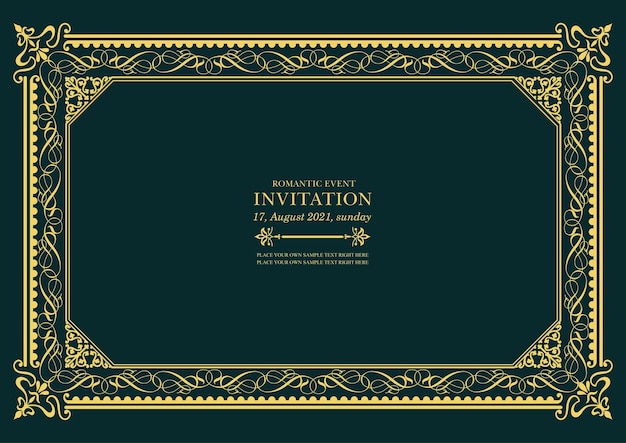 Gold ornament on dark background Can be used as invitation card Book cover Vector illustration