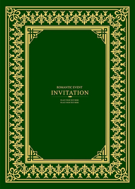 Gold ornament on dark background Can be used as invitation card Book cover Vector illustration