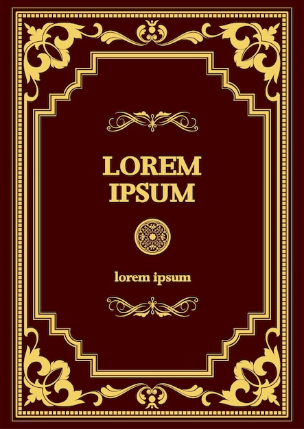 暗い背景に金の飾りは招待状として使用できます本の表紙のベクトル図