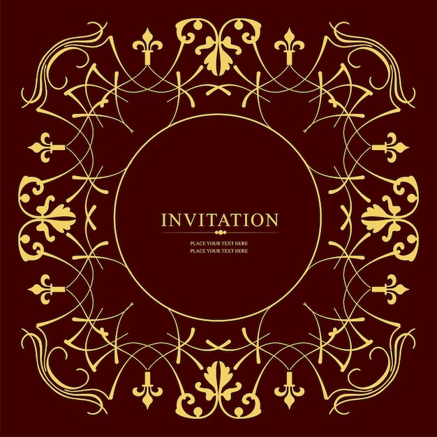 Gold ornament on dark background Can be used as invitation card Vector illustration