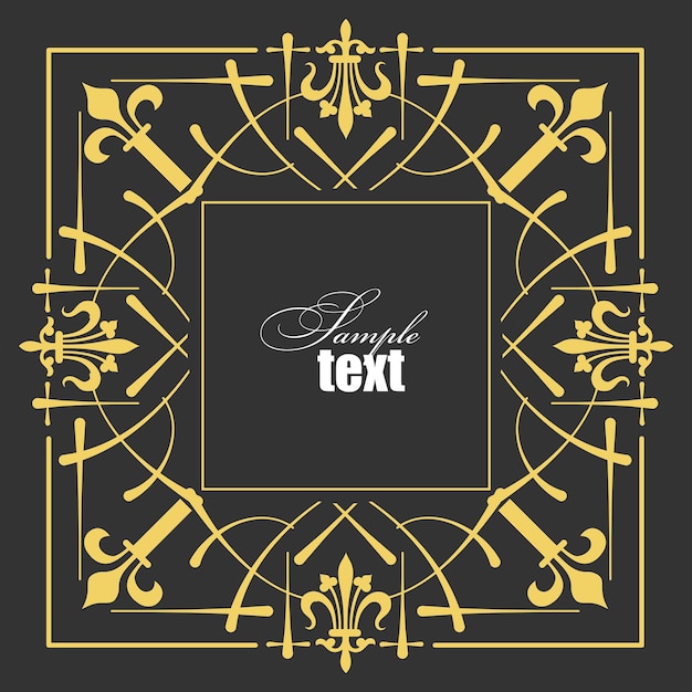 Gold ornament on dark background Can be used as invitation card Vector illustration