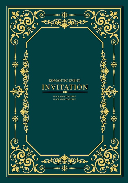 Gold ornament on dark background can be used as invitation card vector illustration