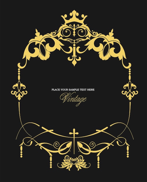 Vector gold ornament on dark background can be used as invitation card vector