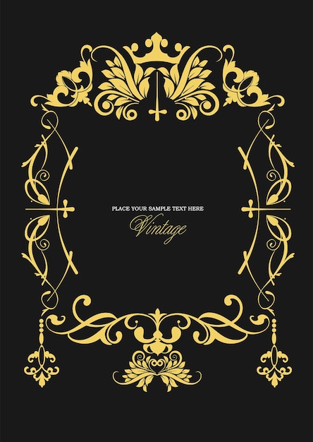 Gold ornament on dark background Can be used as invitation card