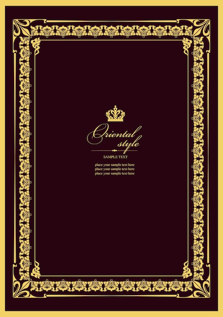 Gold ornament on dark background Can be used as invitation card