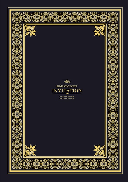 Gold ornament on dark background Can be used as invitation card