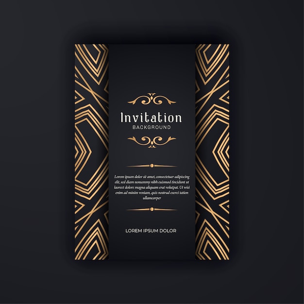 Gold ornamental  wedding invitation template