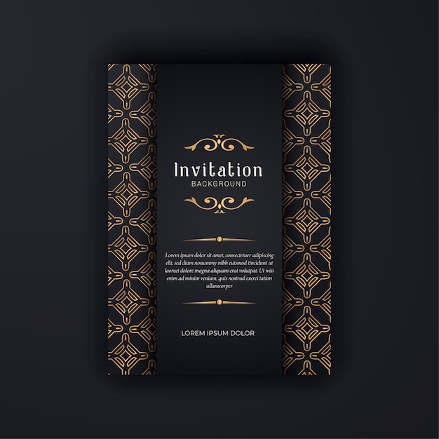 Gold ornamental  wedding invitation template