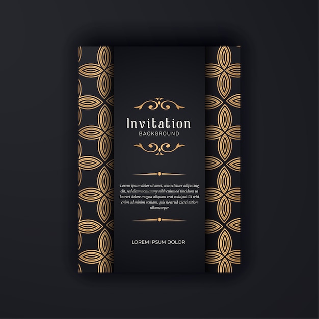 Gold ornamental  wedding invitation template