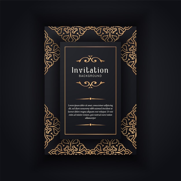 Gold ornamental  wedding invitation template