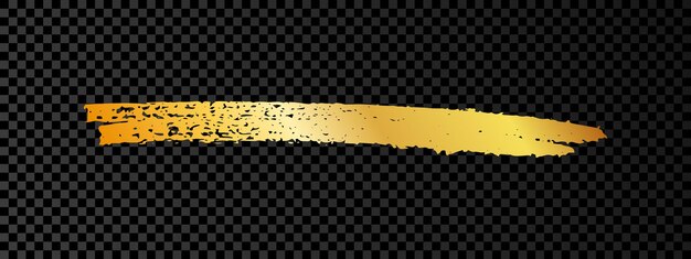 Vector gold paint brush smear stroke. abstract gold glittering sketch scribble smear on dark transparent background. vector illustration.