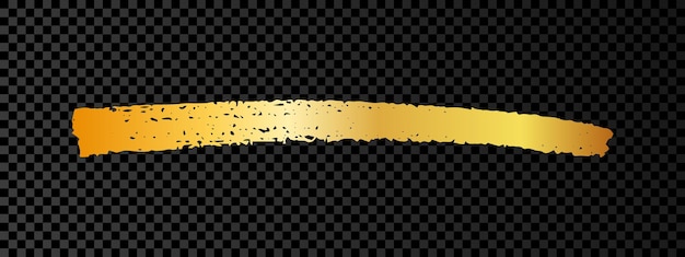 Vector gold paint brush smear stroke. abstract gold glittering sketch scribble smear on dark transparent background. vector illustration.