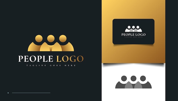 Gold People Logo Design. People, Community, Family, Network, Creative Hub, Group, Social Connection Logo or Icon for Business Identity