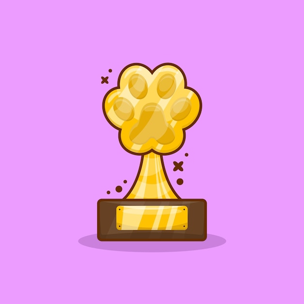 Gold Pet Trophy with Footprint Shape