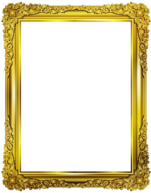 Gold photo frame with corner Thailand line art for picture