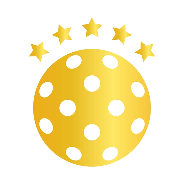 Gold pickleball ball isolated vector illustration on white background
