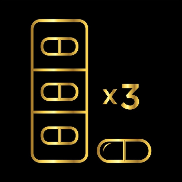 gold pills capsule icon vector template logo trendy collection flat design