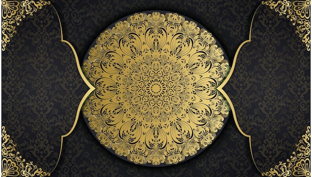 A gold plate with a floral pattern on it.