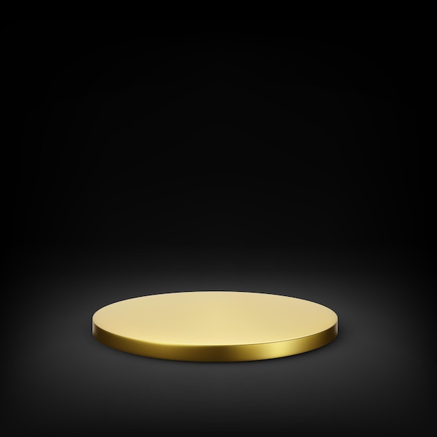 Gold podium platform on dark background. empty stage or studio. vector illustration